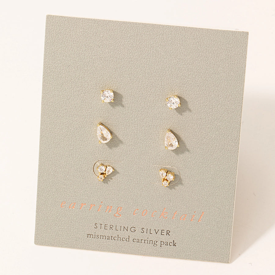 Mismatched Stud Earring Set of 3