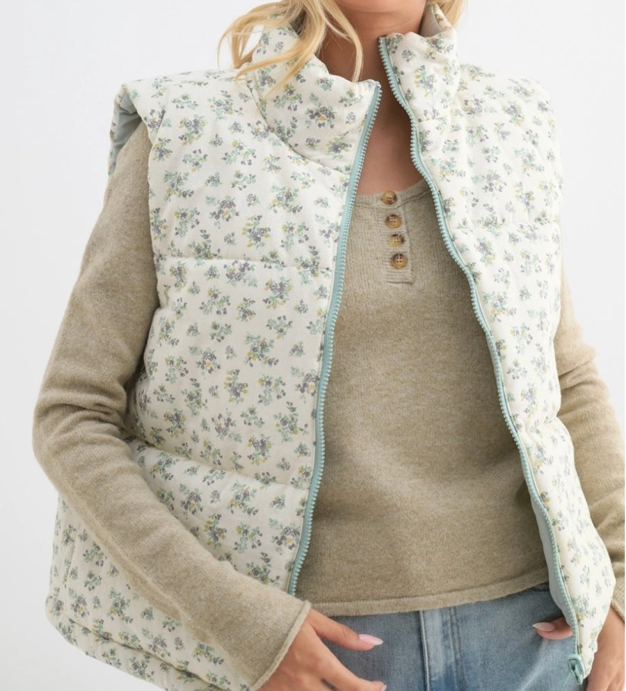 Floral Puffer Vest