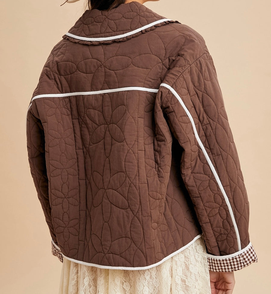 Floral Quilted Collared Jacket