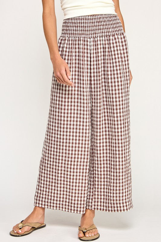 Gingham Wide Leg Pants
