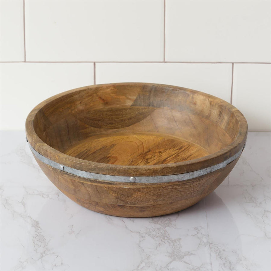 Bowl - Wood with Metal Embellishment, Large