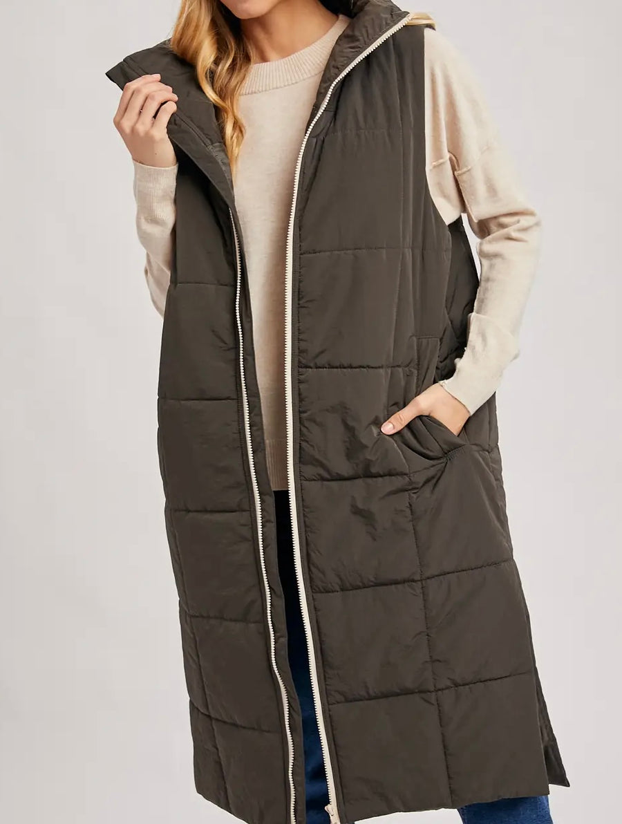 Quilted Longline Puffer Vest