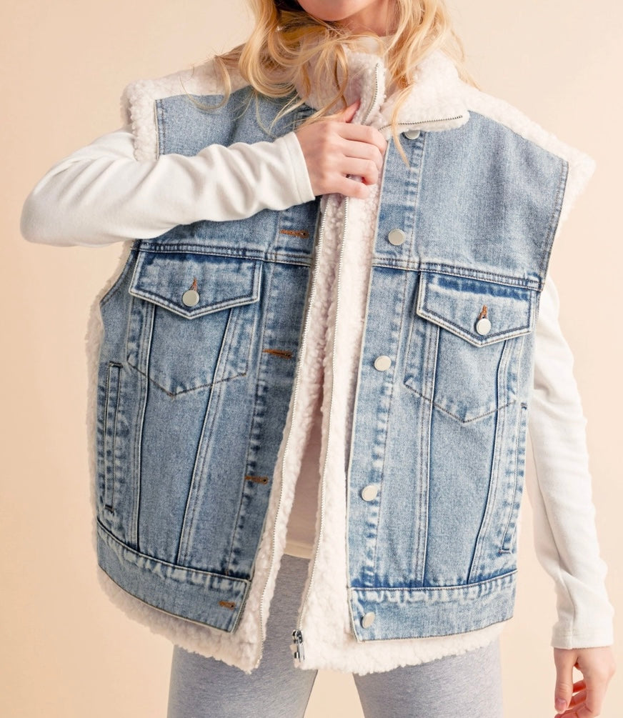 Delli Denim + Sherpa Vest