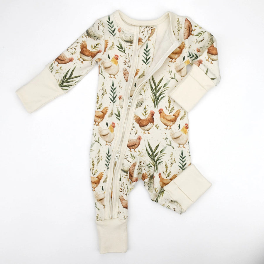 Chicken Print Zip Romper