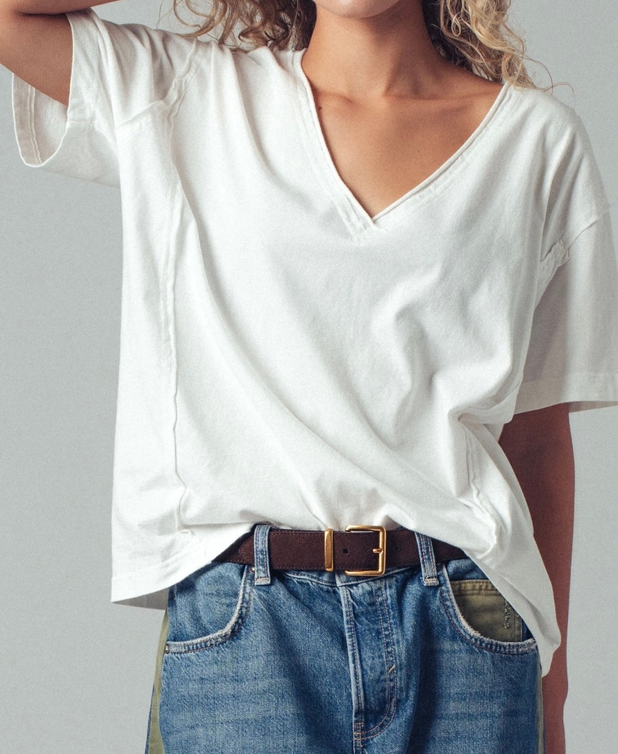 Vintage Wash V-Neck Cotton Tee