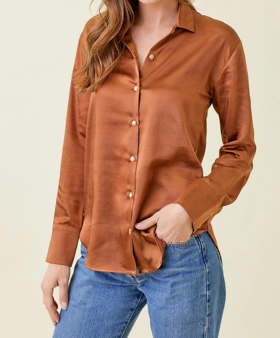 Silky Button Down Blouse