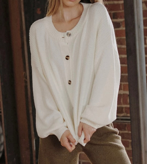 Button Down Loose Fit Cardigan