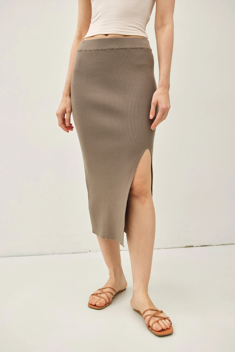 Side Slit Knit Skirt