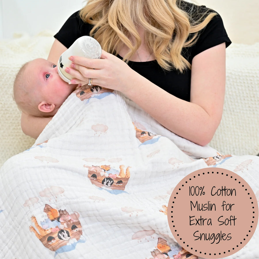 Noah's Ark Baby Muslin Blanket