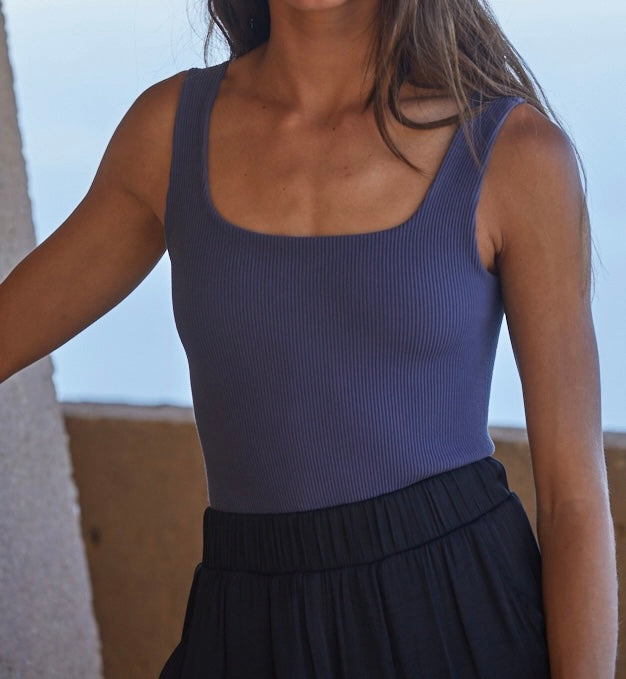 Seamless Ribbed Square Neck Bodysuit