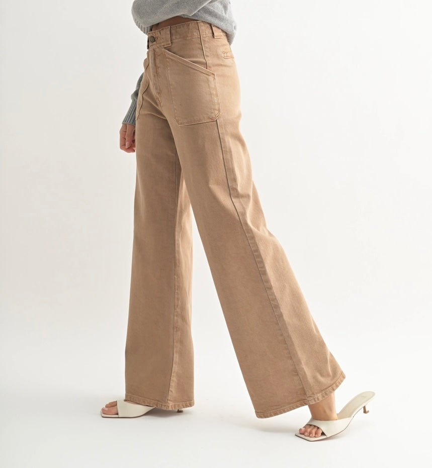 Patch Pocket Wide Leg Flare