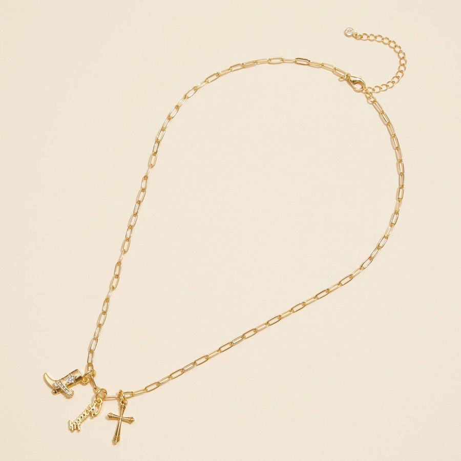 Western Cross Charm Necklace