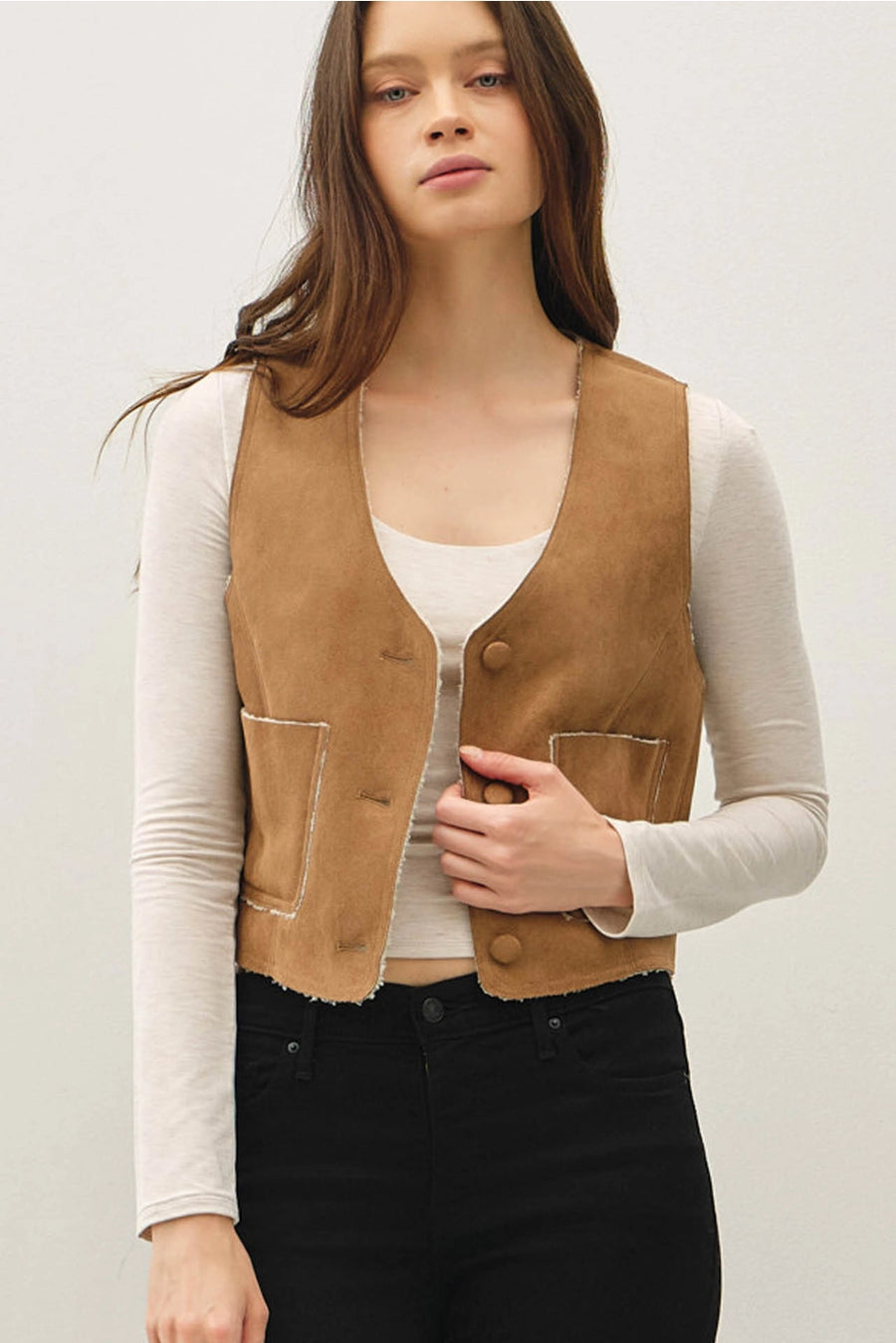 Sherpa Lined Suede Vest