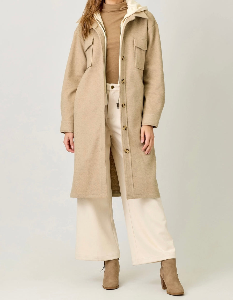 Twofer Hoodie Shacket Coat