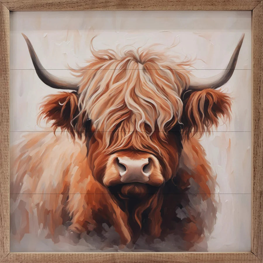Highland Cow Wood Sign