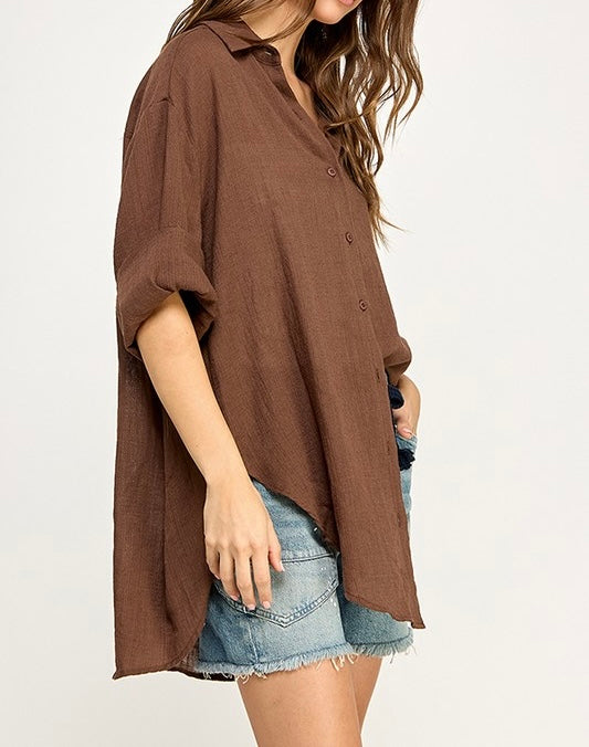 Brown Button Down Shirt