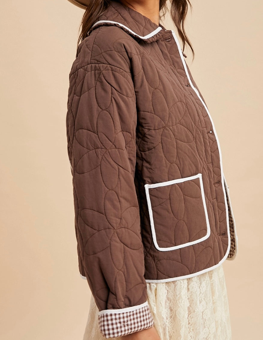 Floral Quilted Collared Jacket