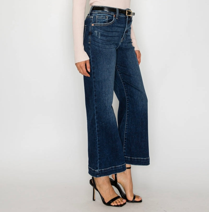 High Rise Cropped Palazzo Jeans