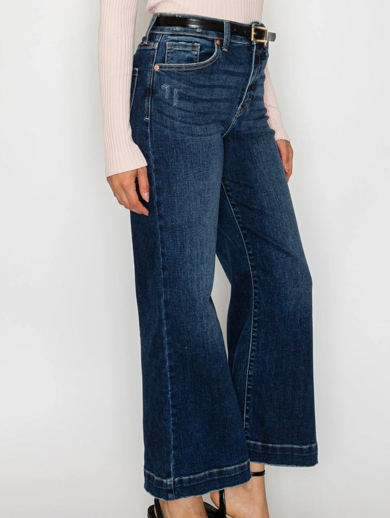 High Rise Cropped Palazzo Jeans