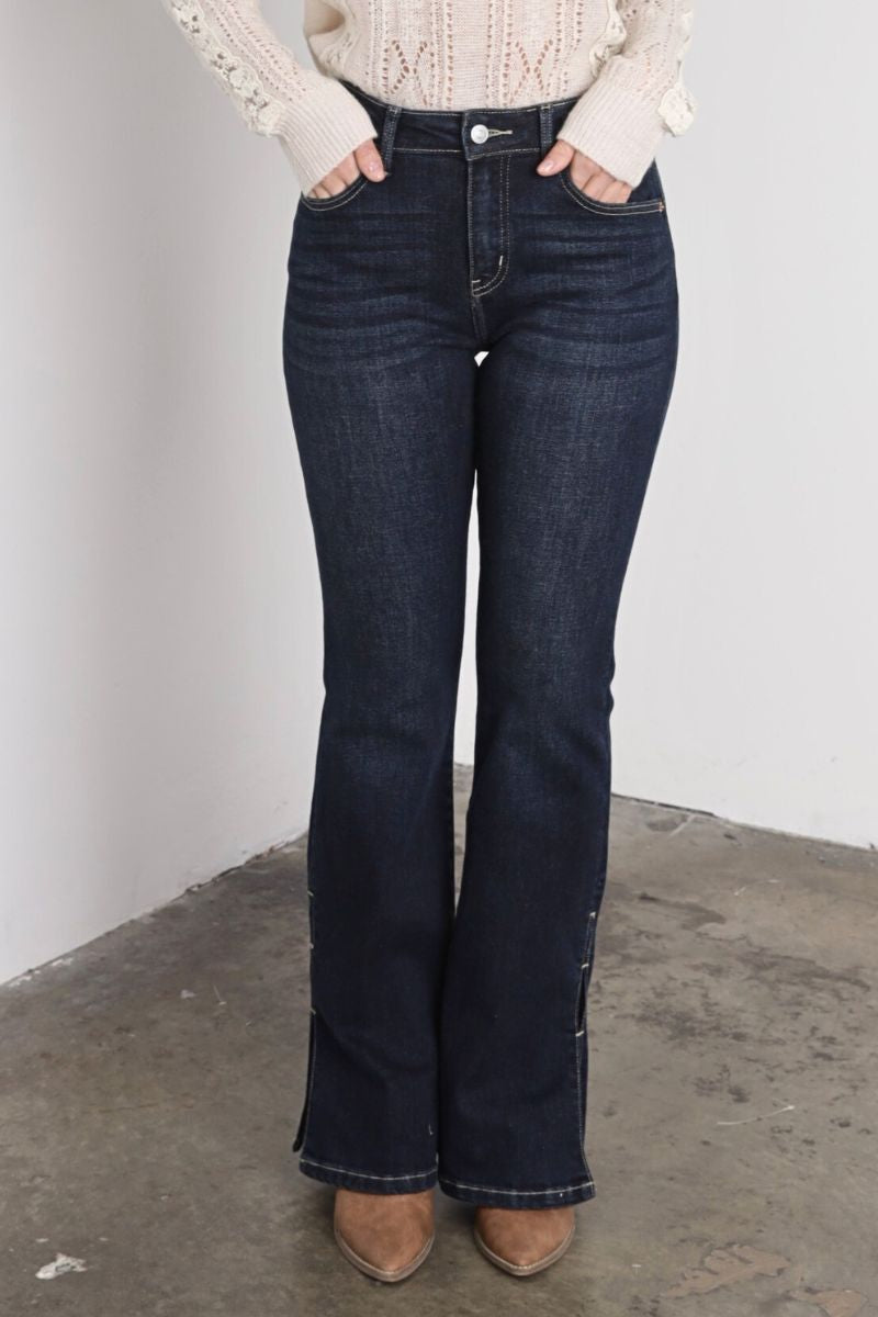 Dark Wash High Rise Flare Jeans