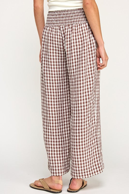 Gingham Wide Leg Pants
