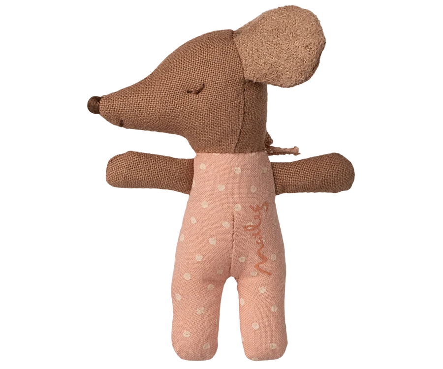 Sleepy Wakey Baby Mouse in Matchbox - Rose