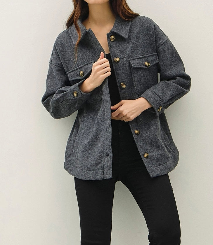 Oversized Shacket W/ Pockets