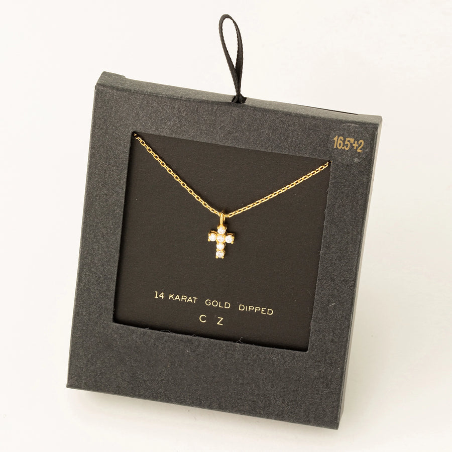 Mini Cz Cross Necklace