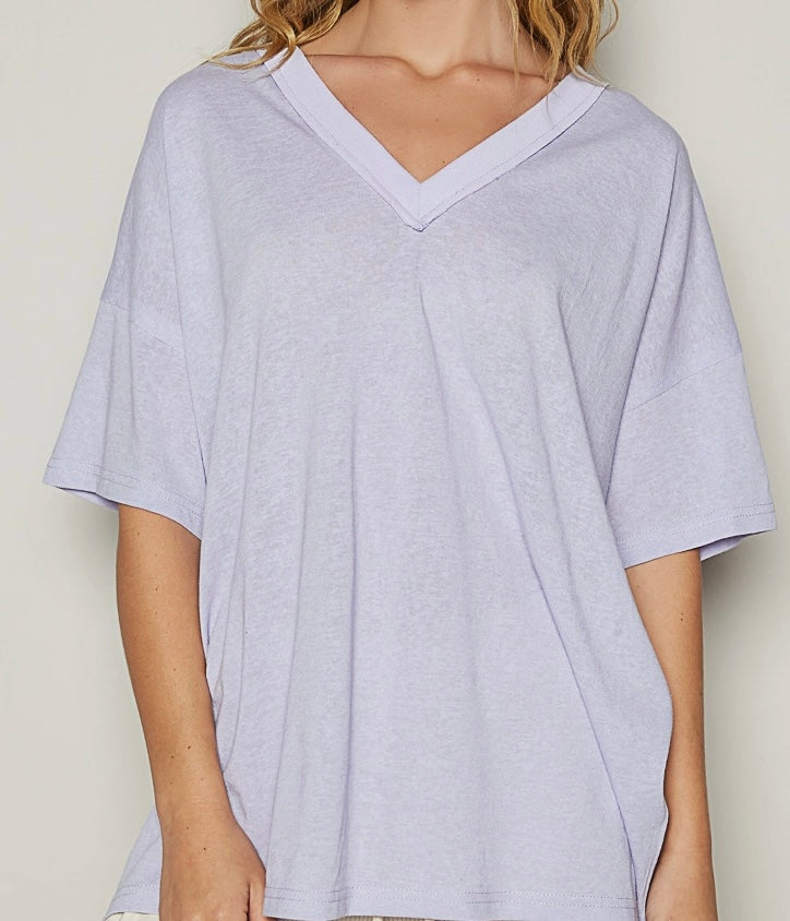 V Neck Stone Wash Tee