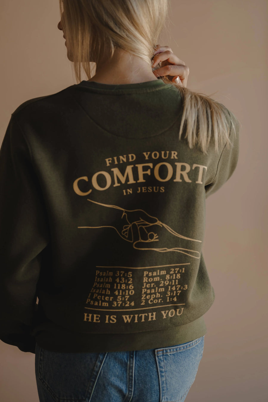 He is With you Crewneck | Olive