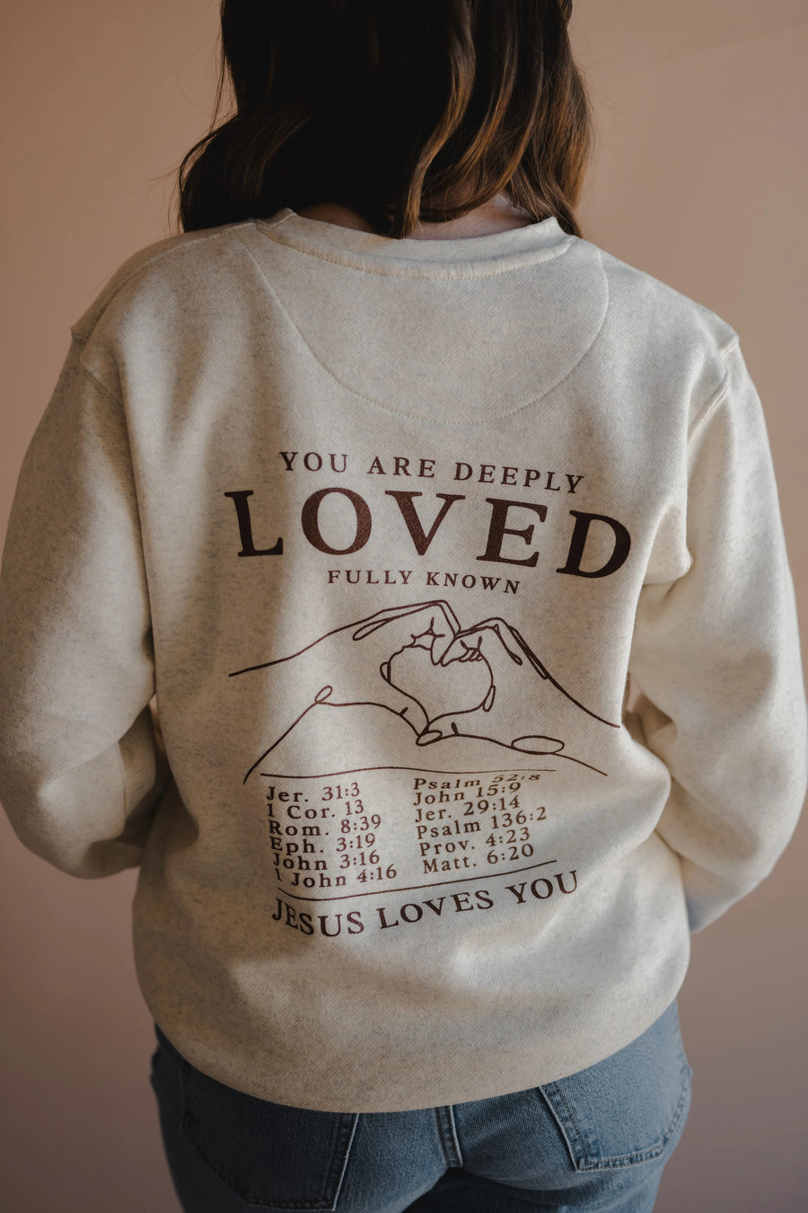 Jesus Loves You Crewneck | Heather Oatmeal