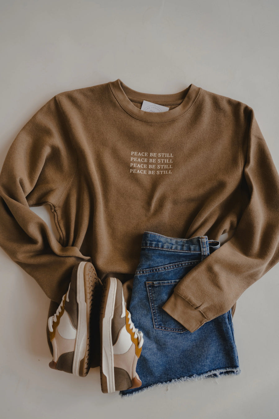 Peace Be Still Crewneck Pullover | Camel