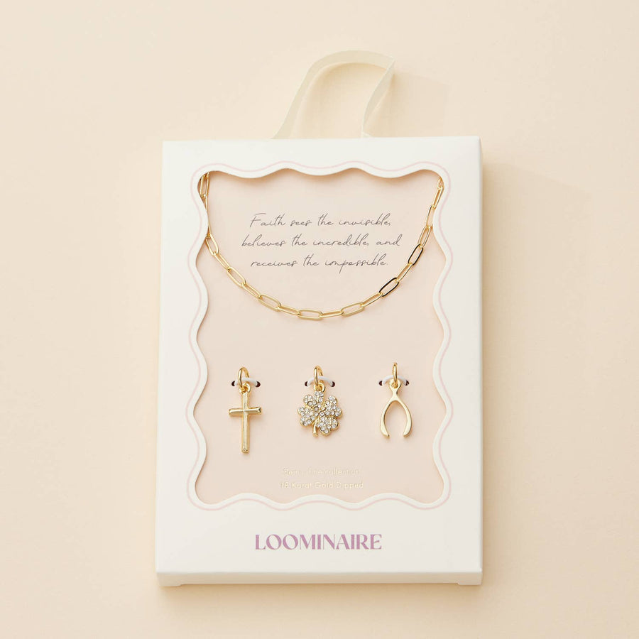 Cross & Clover Charm Necklace