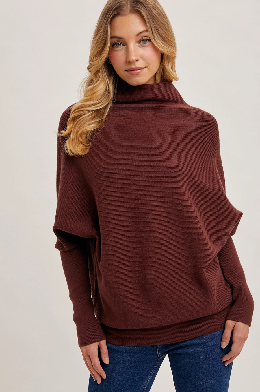 Slouch Neck Dolman Sleeved Pullover