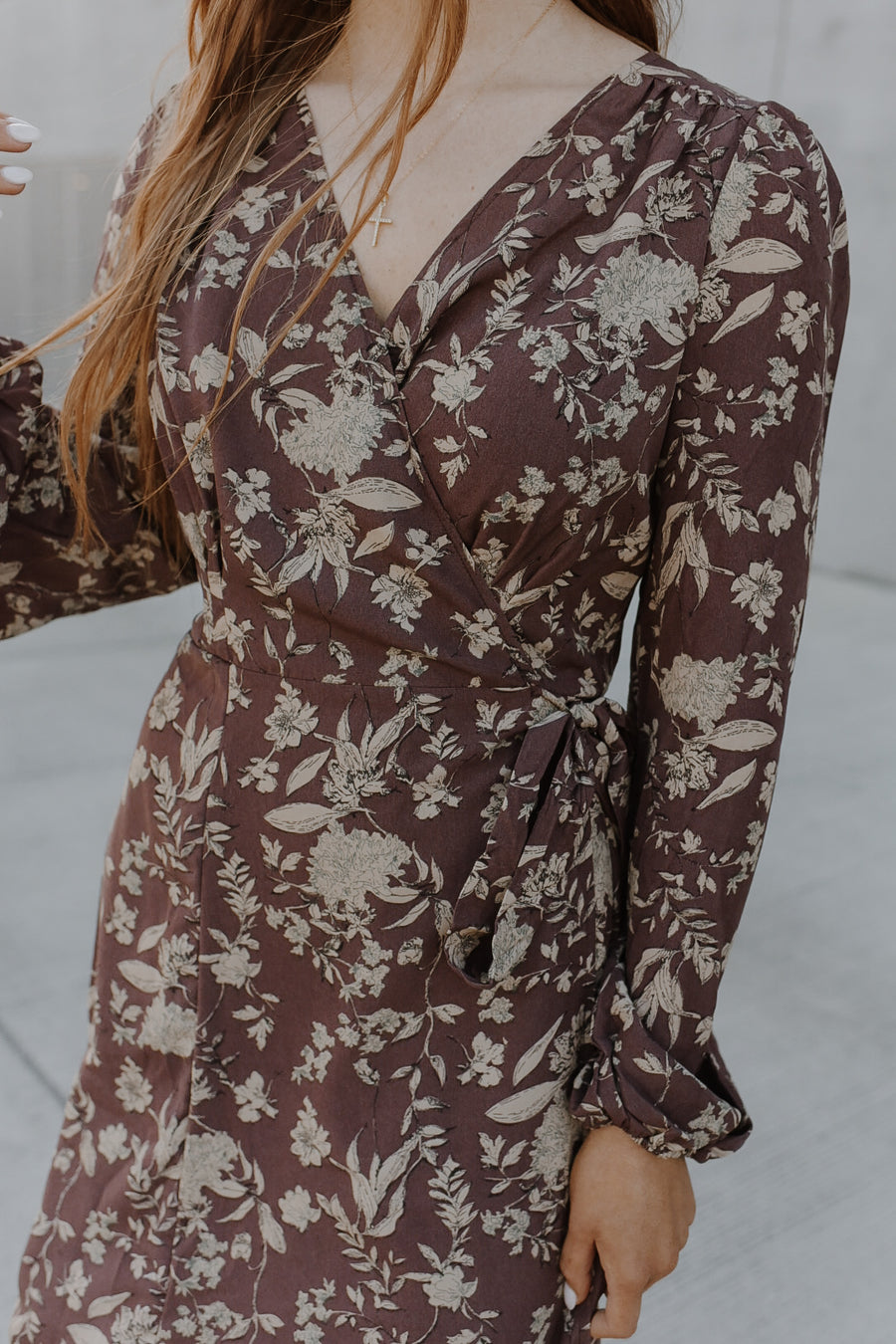 Hazelnut Floral Long Sleeve Maxi Dress