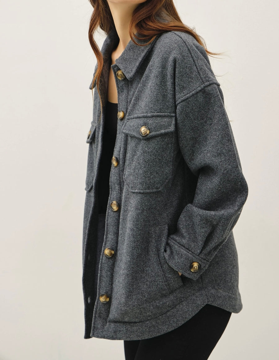 Oversized Shacket W/ Pockets