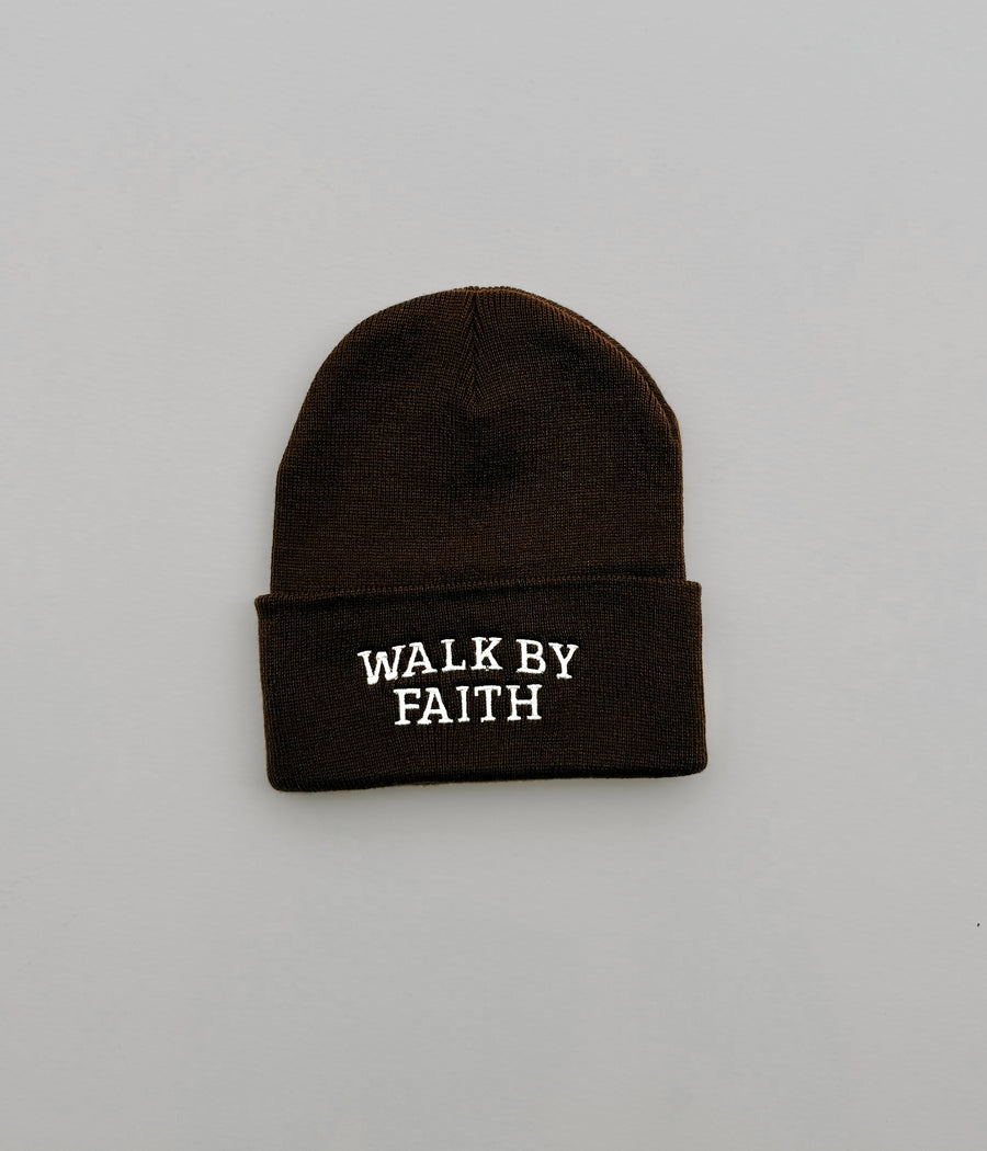 Embroidered Walk By Faith Beanie