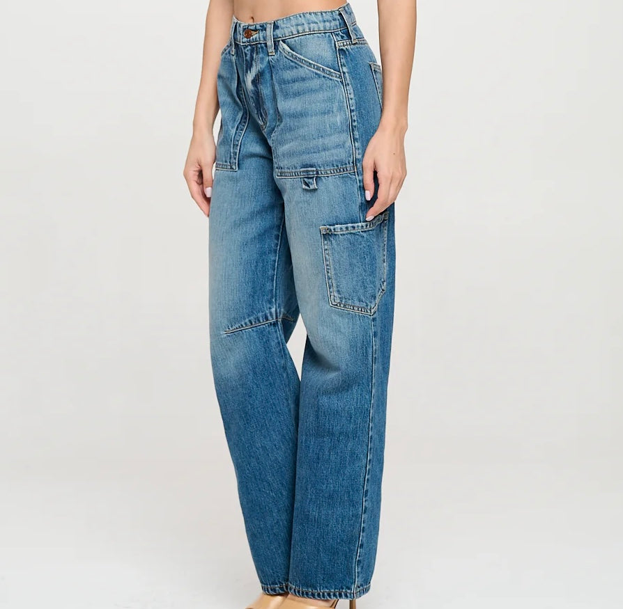 Utility High Rise Straight Leg Jeans