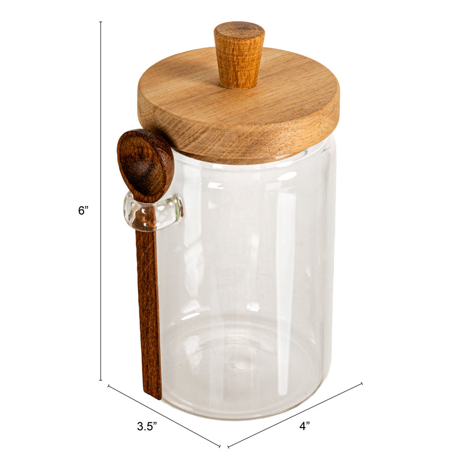 Glass Canister w/ wood Lid + Spoon