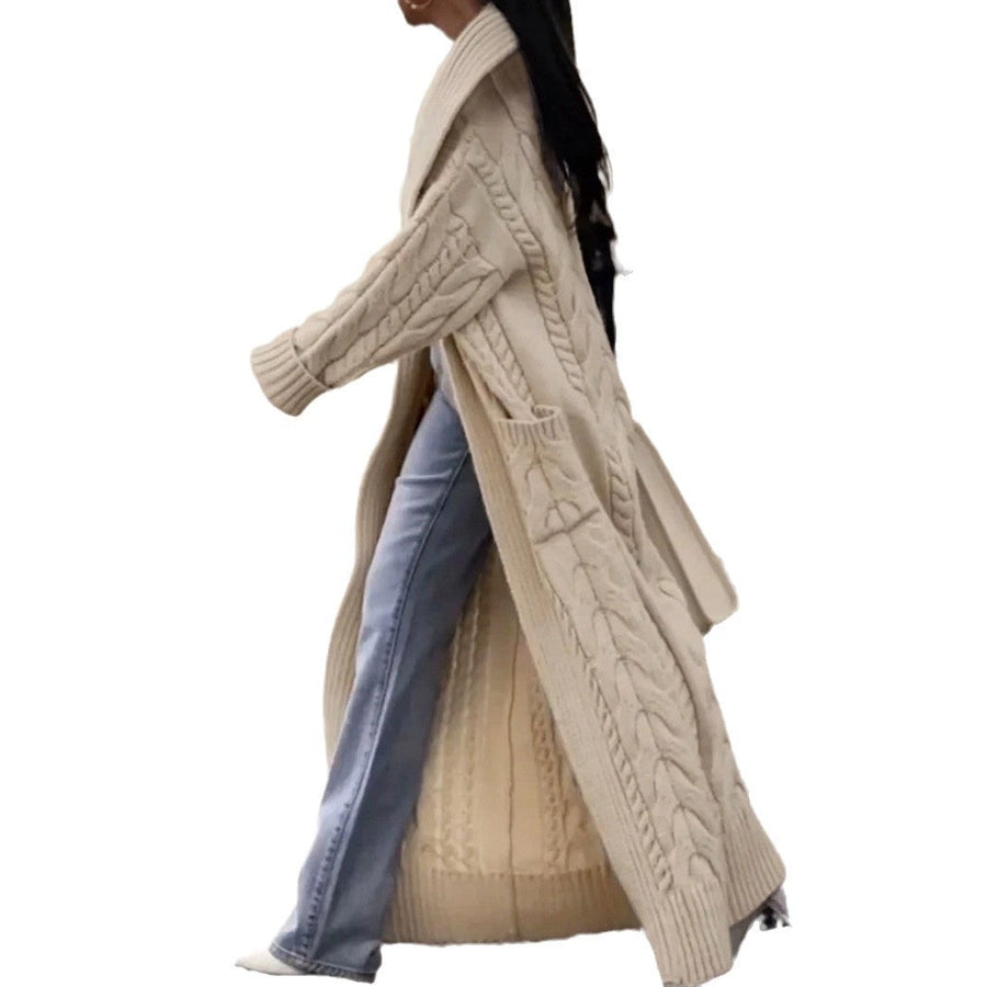Long Cable Knit Cardigan