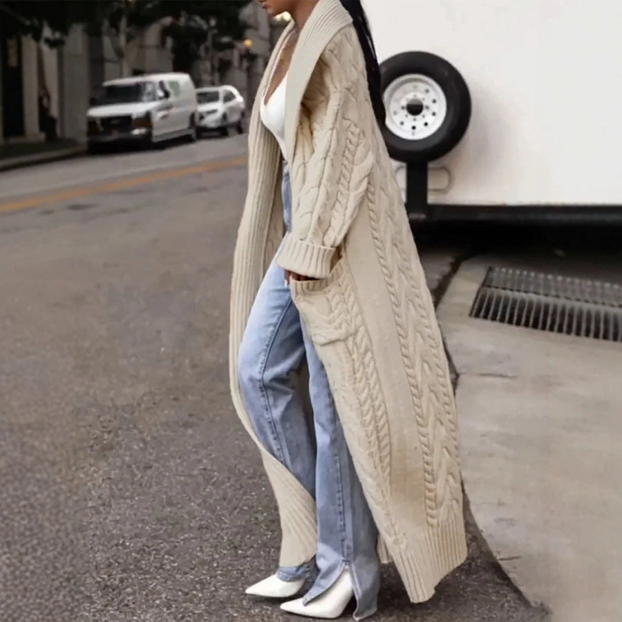 Long Cable Knit Cardigan