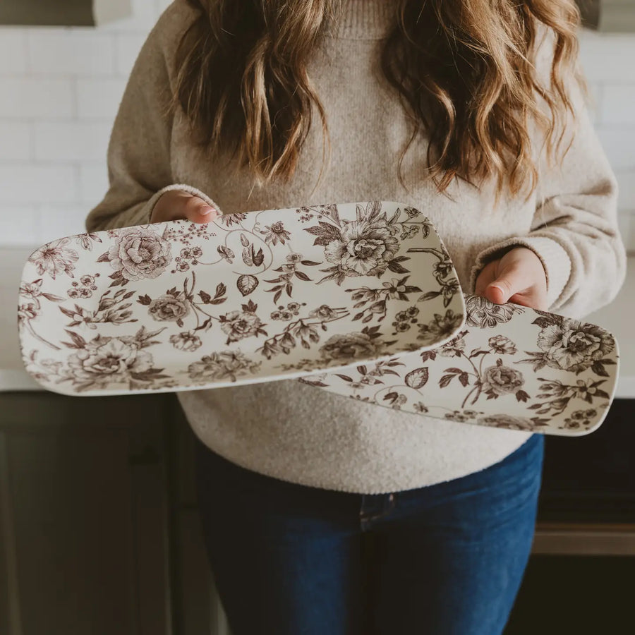 Brown Delft Stacking Tray Set