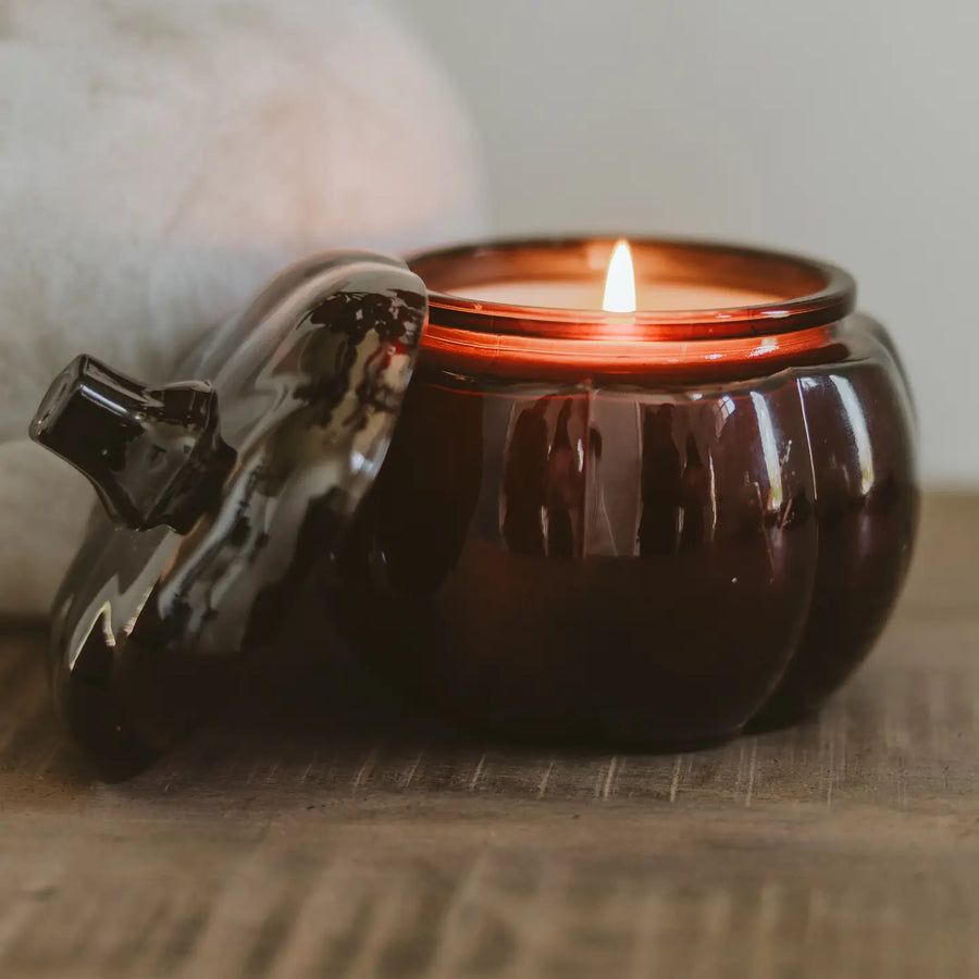 Hello Fall Pumpkin Glass Candle