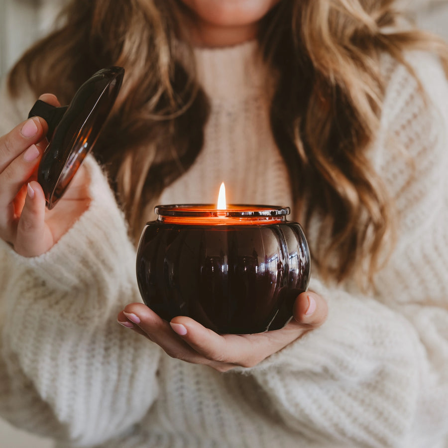 Hello Fall Pumpkin Glass Candle
