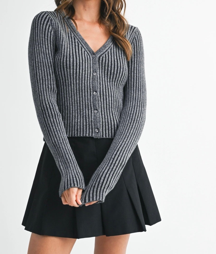 Ribbed Button Up Cardigan