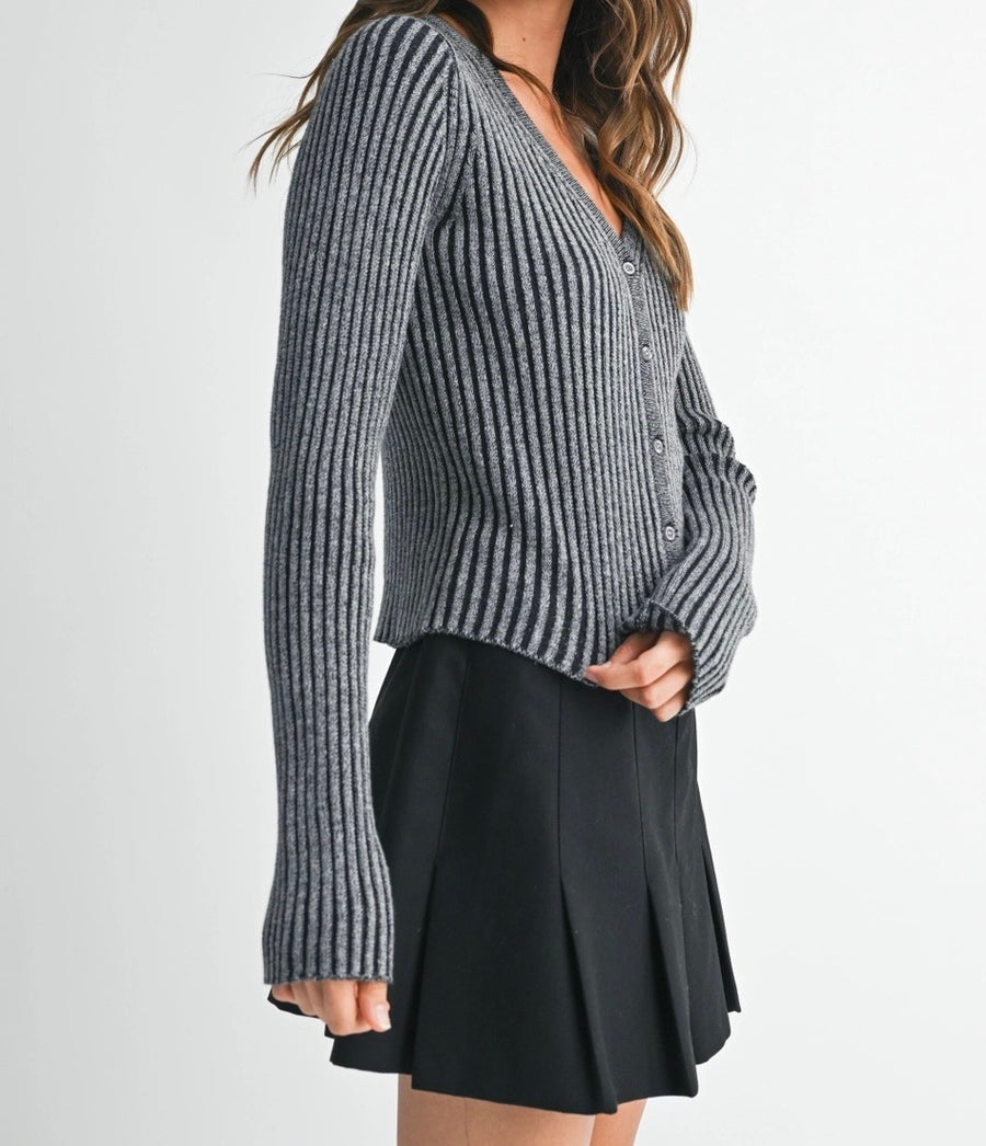 Ribbed Button Up Cardigan