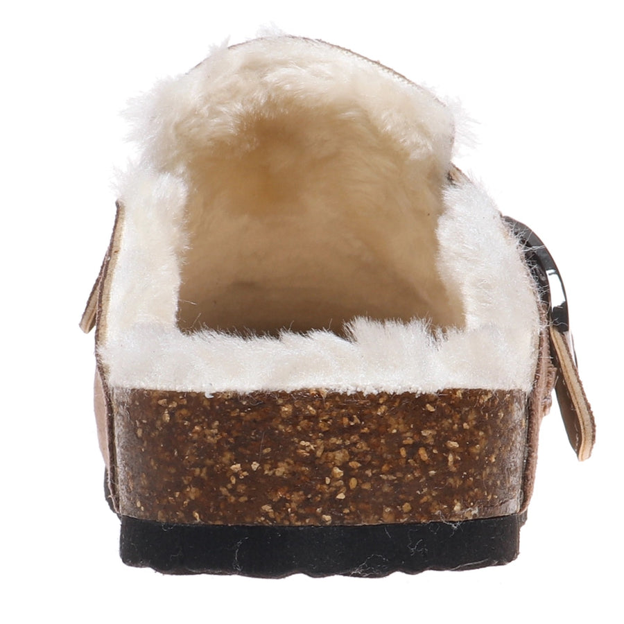 Bria Furry Suede Buckle Slide