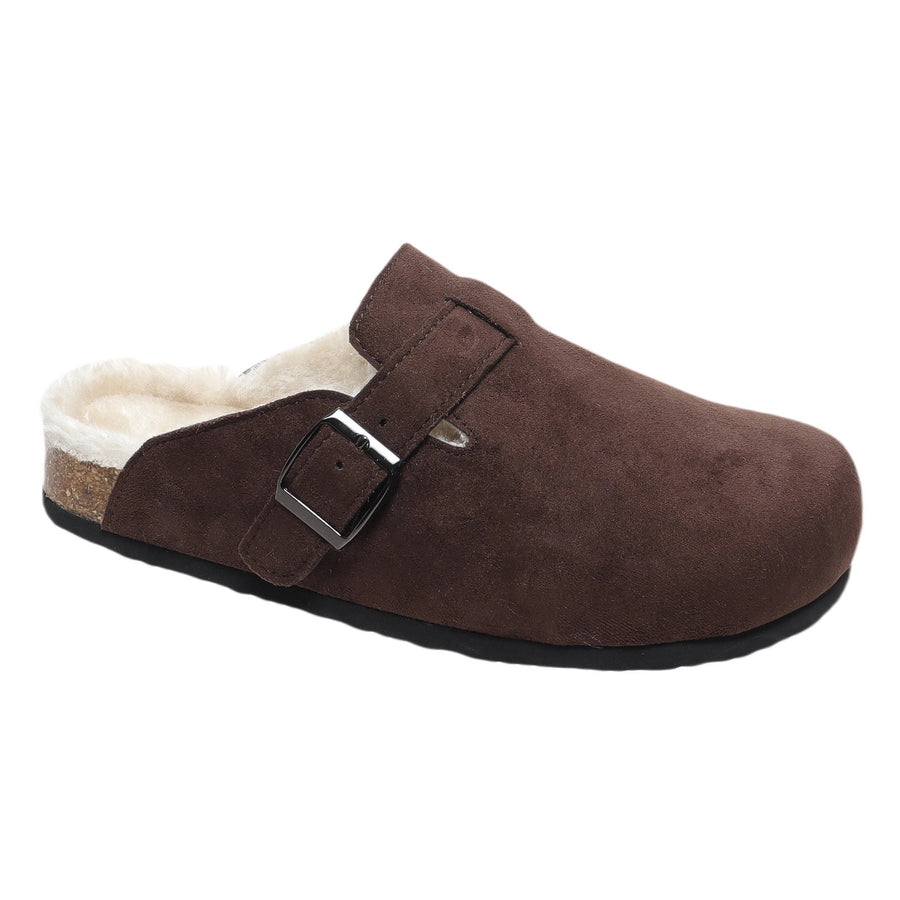 Bria Furry Suede Buckle Slide