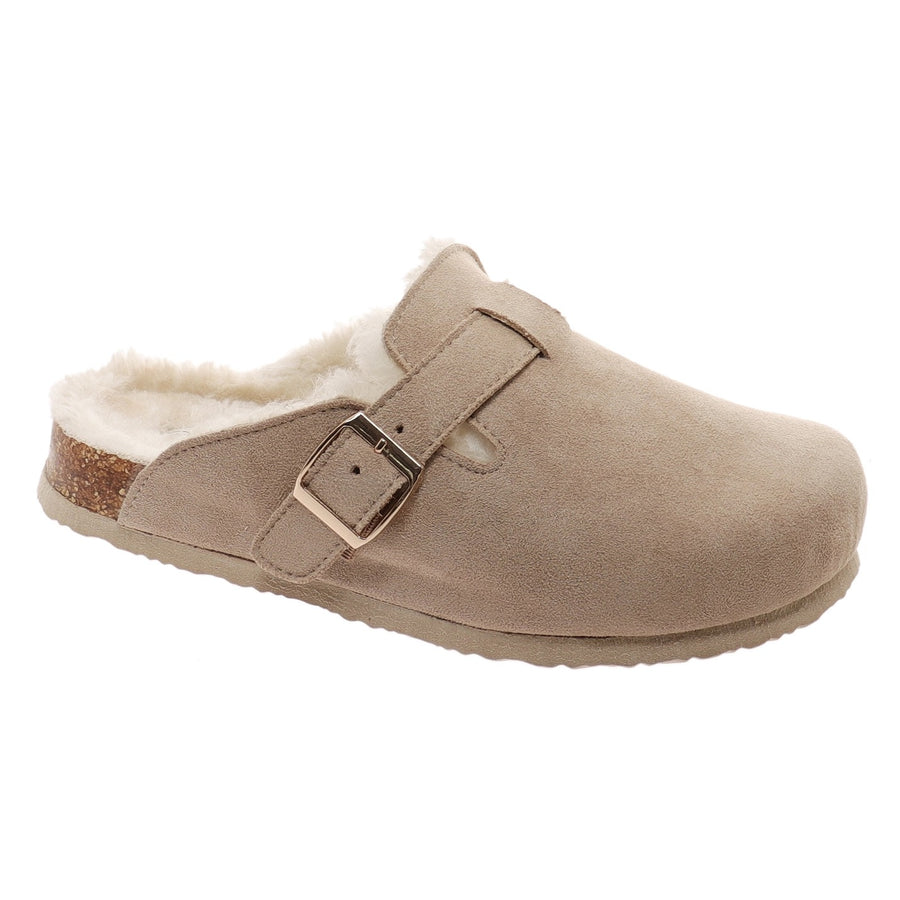 Bria Furry Suede Buckle Slide