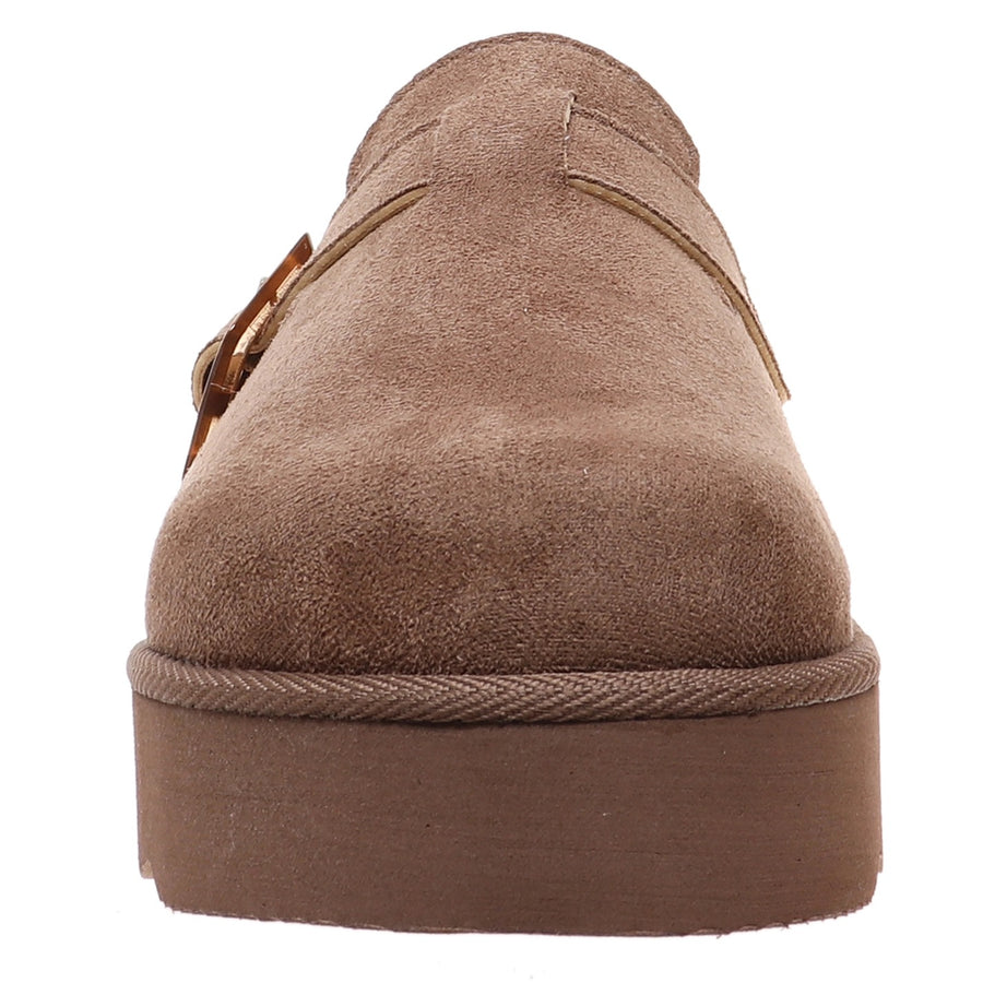 Sunday Platform Furry Suede Buckle Slide